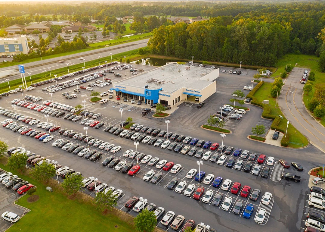 Aerial view of Honda dealership in Lumberton, North Carolina.