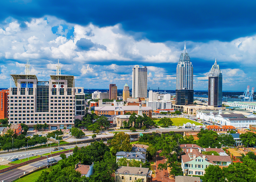 Aerial view of downtown Mobile, Alabama.
