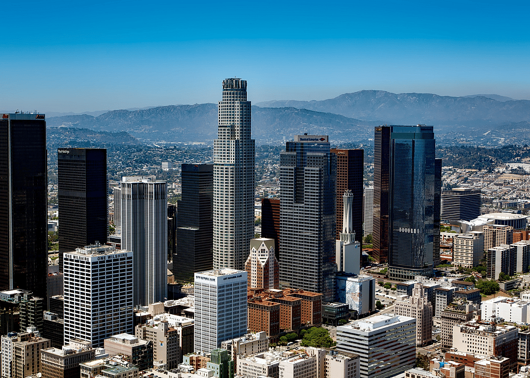 An aerial view of downtown Los Angeles.