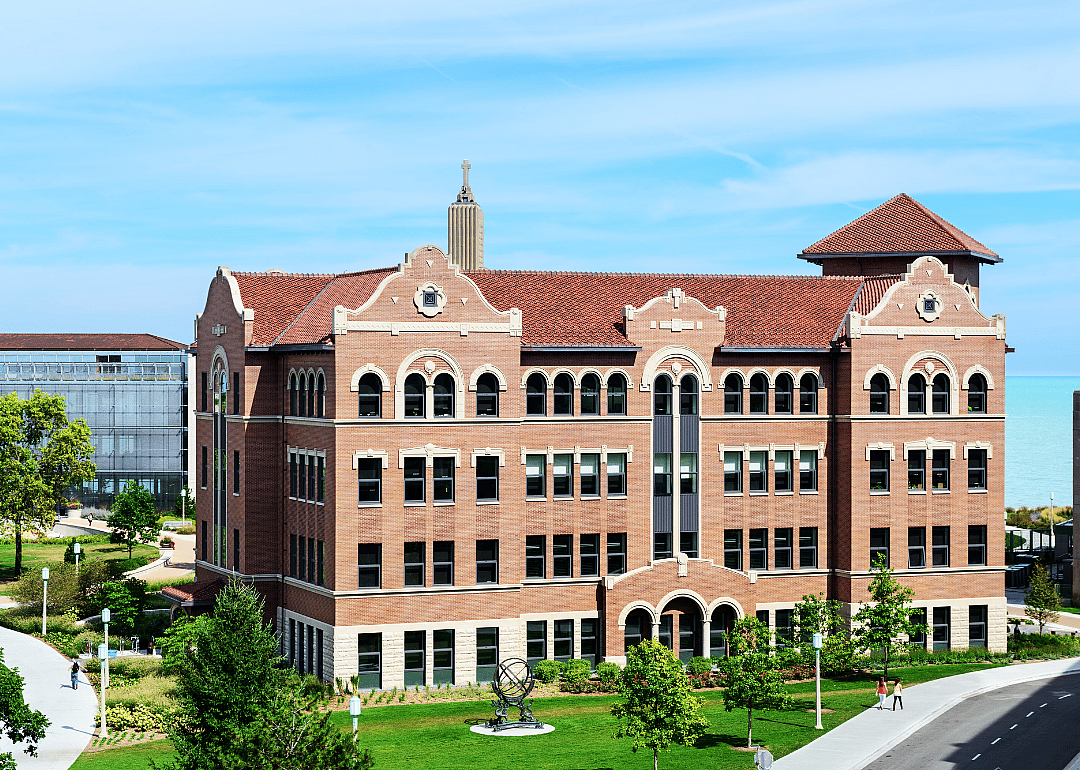 A red brick university building in Chicago.