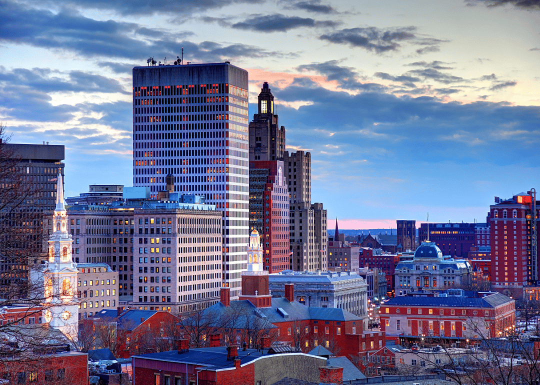 Providence skyline at sunset.