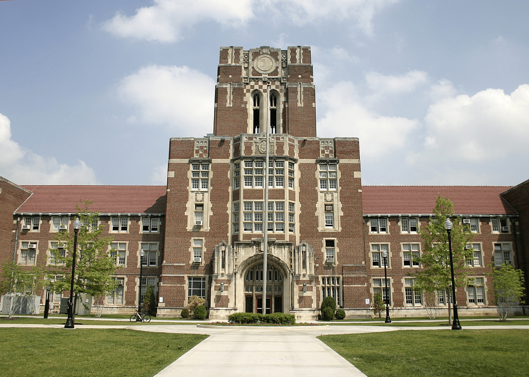 A historic red brick university building.