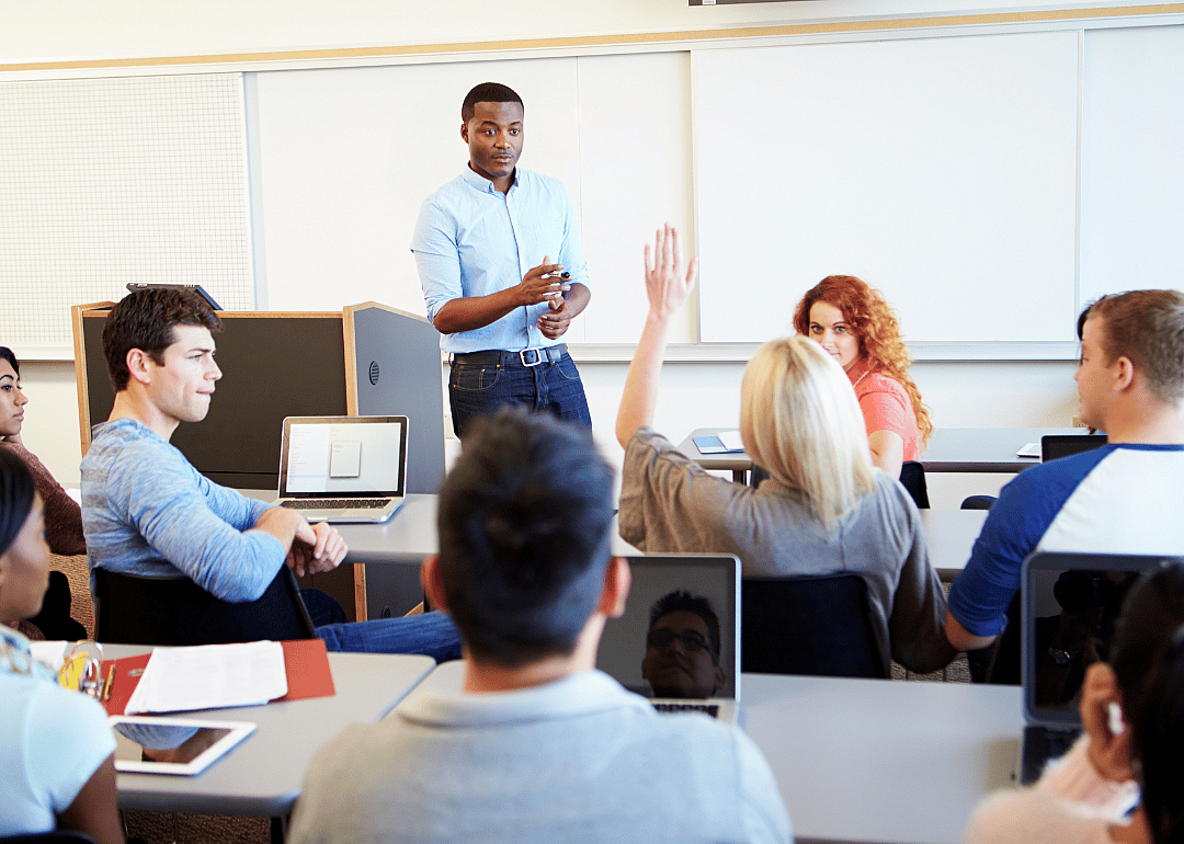 College students in a classroom.