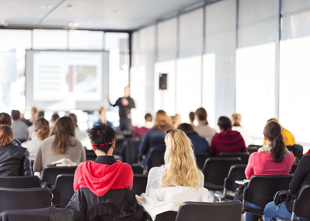 Students in a classroom during a lecture.
