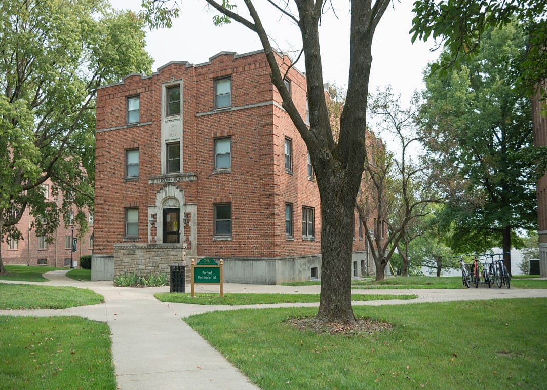 A brick residence hall on Central Methodist University campus