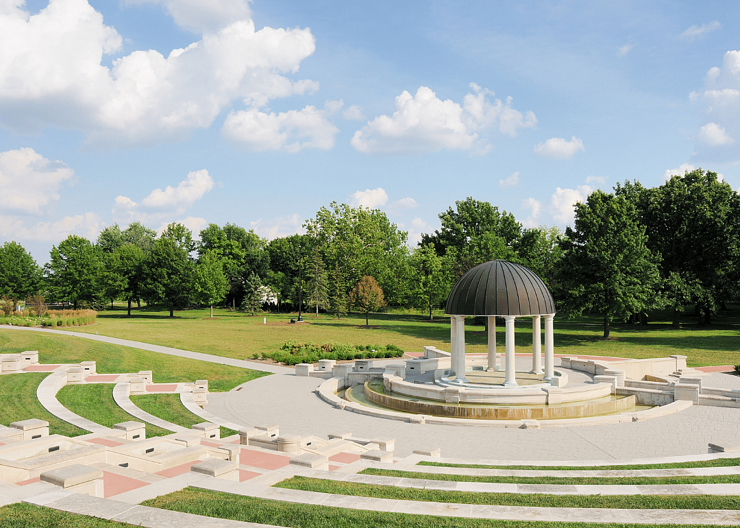 A park with a terraced amphitheater.