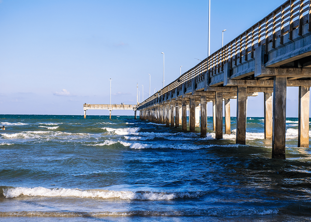 A large cement boardwalk on stilts. 