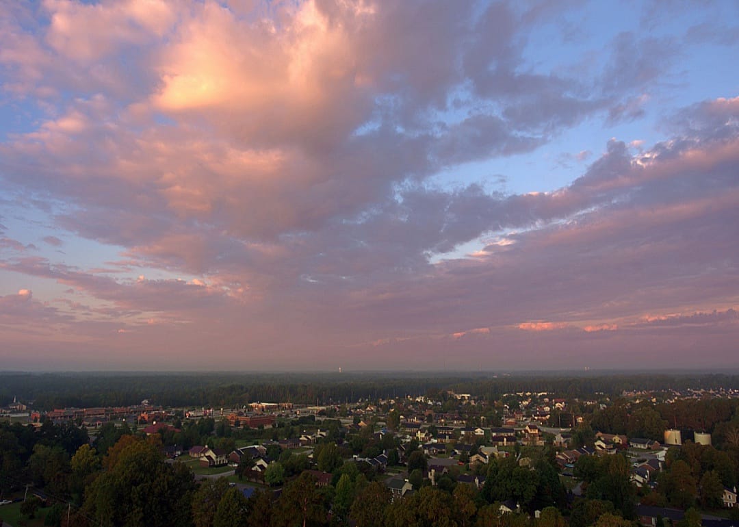 Sunrise over Fayetteville, NC.