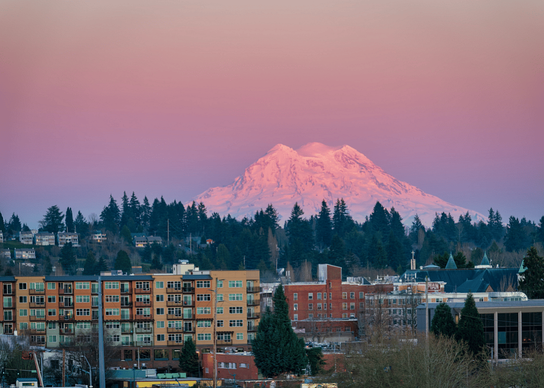 Purple sunset over Olympia, Washington.