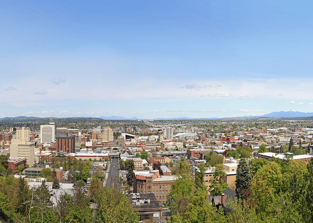 Spokane, Washington aerial view of downtown.