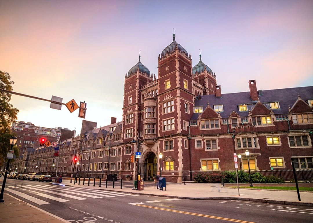 Beautiful historic red brick building at University of Pennsylvania.