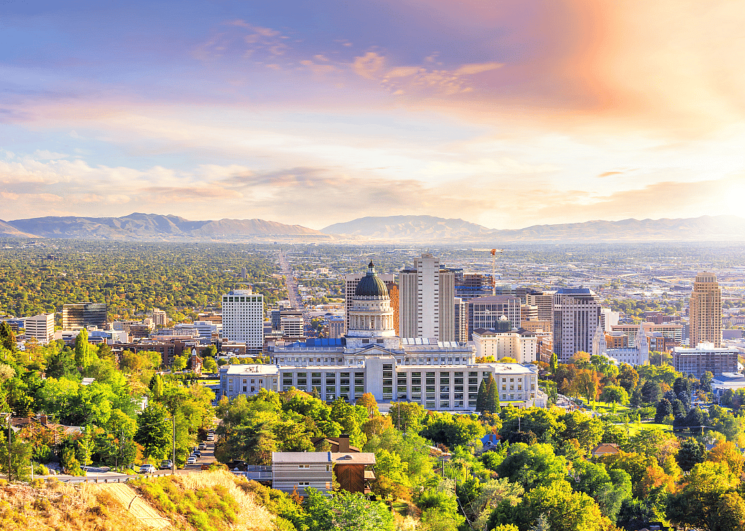 An aerial view of Salt Lake City with the Capitol in the forefront.