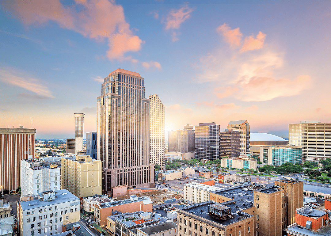 An aerial view of downtown New Orleans.