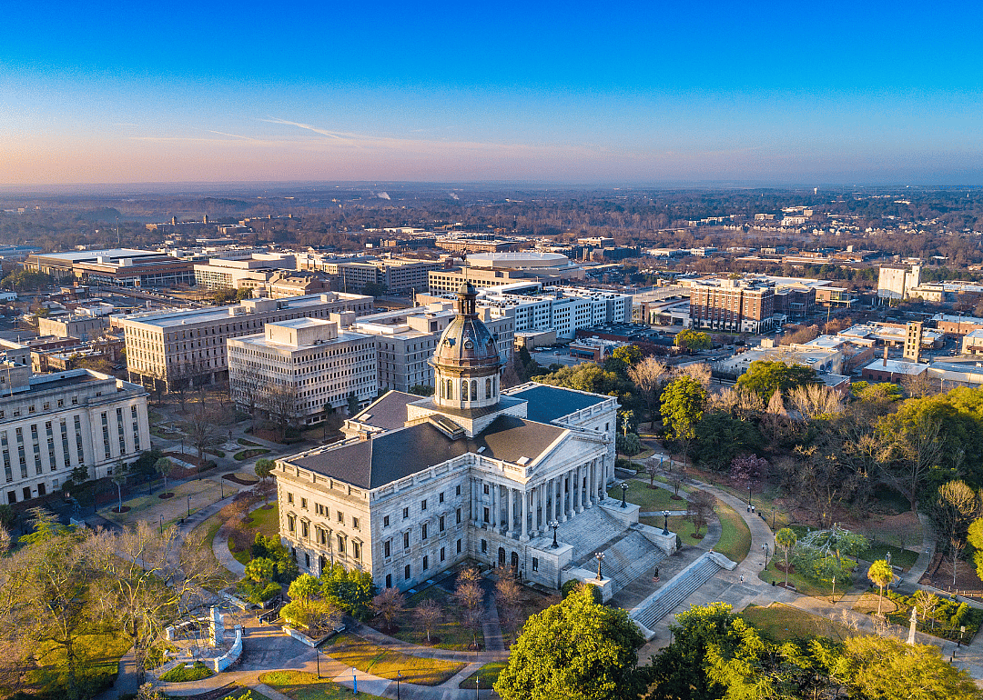 Aerial view of downtown Columbia, South Carolina.