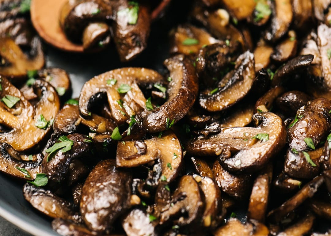 Sautéed cremini mushrooms.