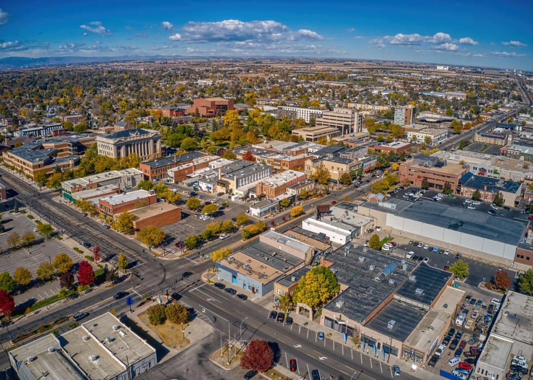 An aerial view of Greeley, Colorado.