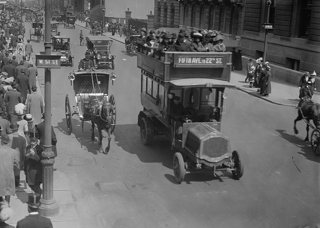 Horses and cars shared the road
