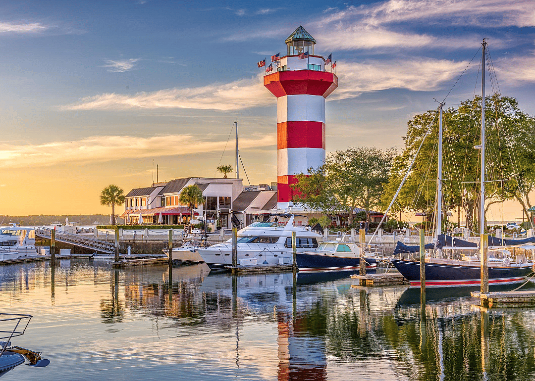 Hilton Head Island lighthouse and boats.