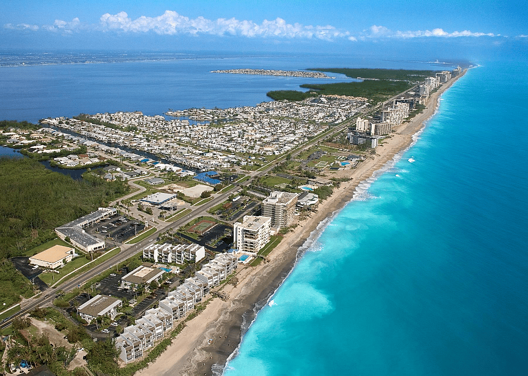Aerial view of Jensen Beach shoreline.