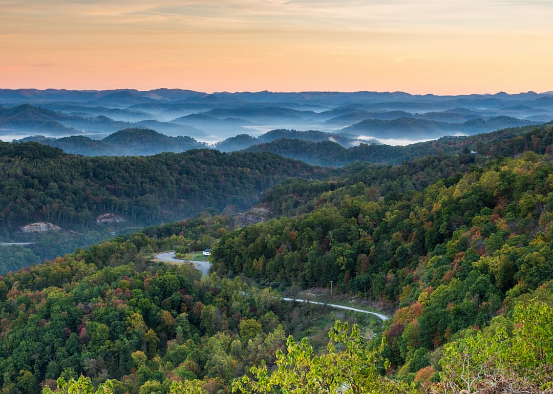 Mountain ridge at the start of fall.