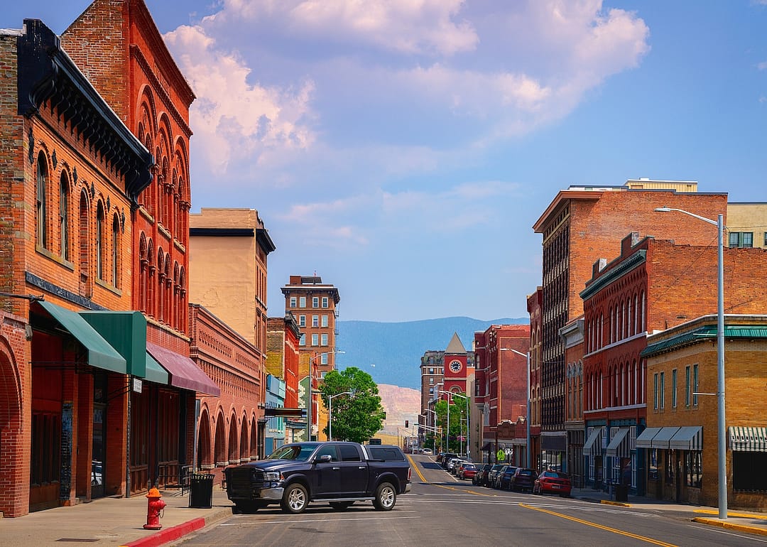 Historic uptown district of Butte, Montana.