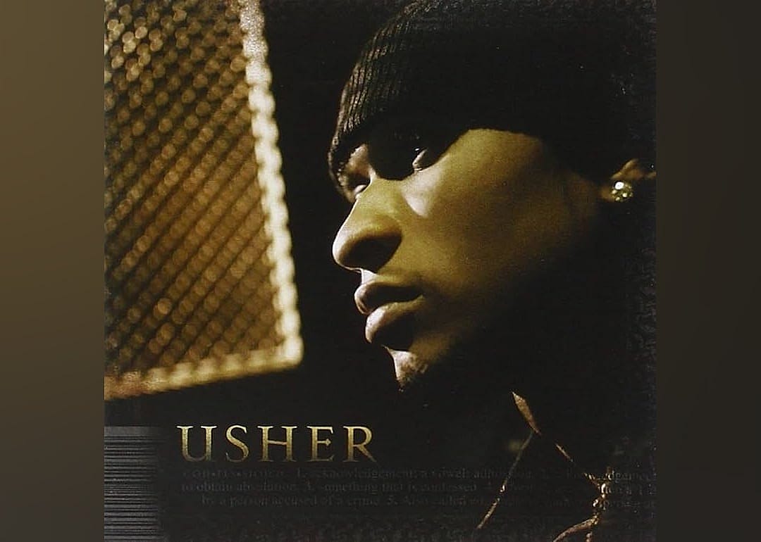 The profile of singer Usher on his album cover.