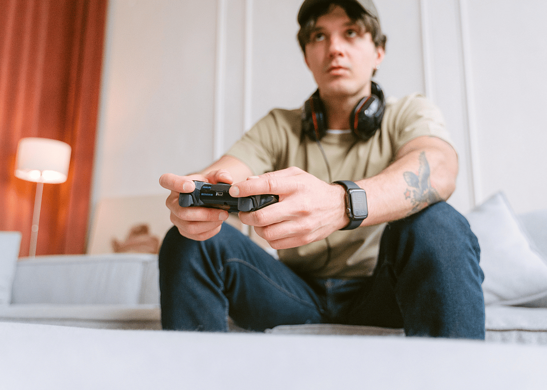 A man playing a video game.