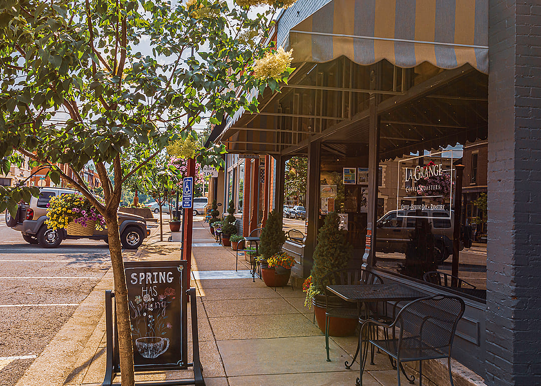 Shopping street in La Grange.
