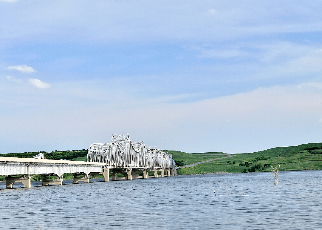 A bridge over Lake Oahe.