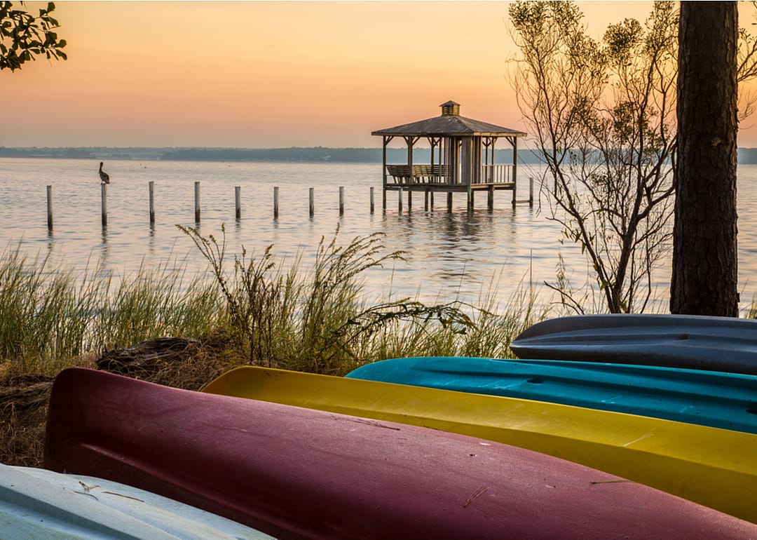 The shore of Mobile Bay in Fairhope, Alabama