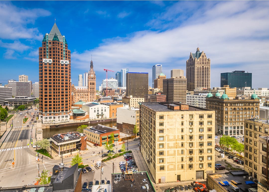 The skyline of downtown Milwaukee, Wisconsin, in the afternoon