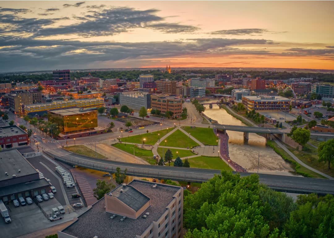 Sioux Falls at sunset.
