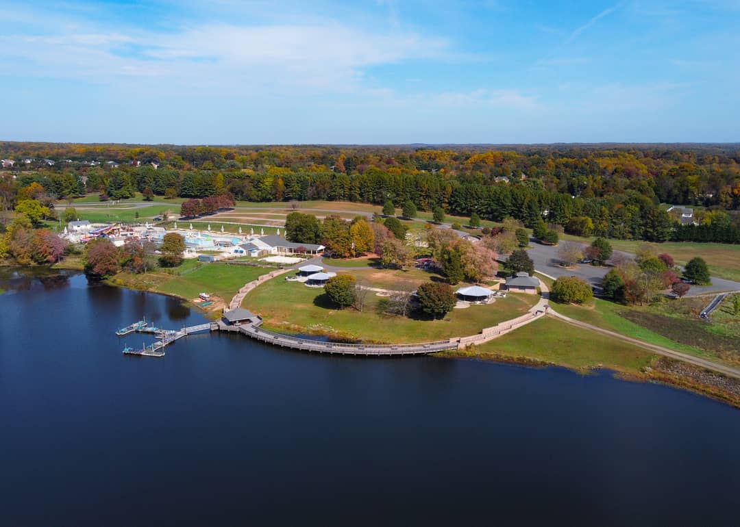 Lake Fairfax during fall in Reston.