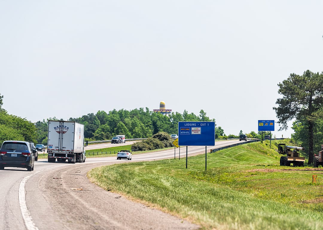 Cars on a highway road in South Carolina