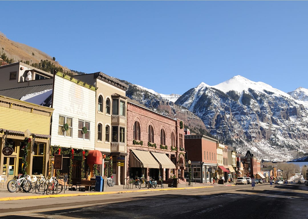 Mountain views in downtown Telluride, Colorado