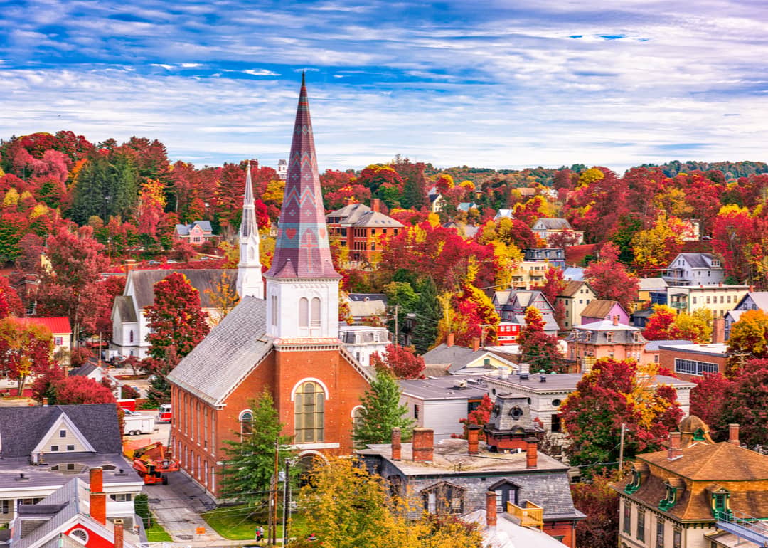 The skyline in Montpelier in autumn.
