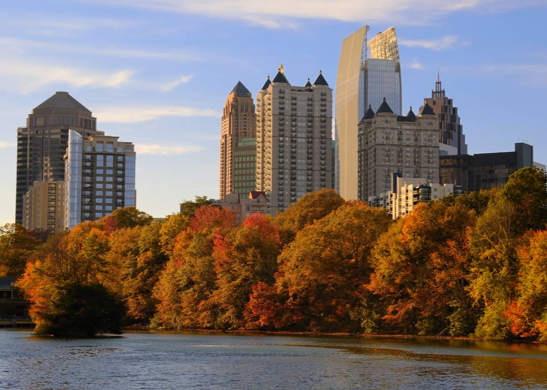 The Atlanta skyline and Lake Meer.
