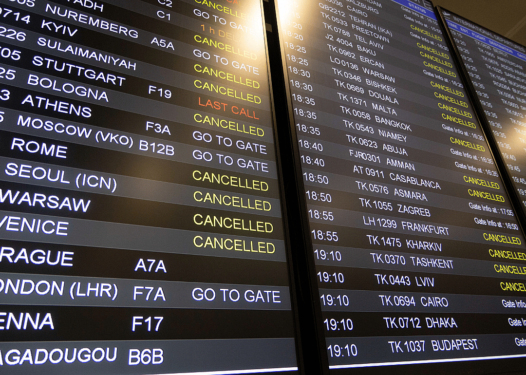 Scheduled flights canceled in many major countries