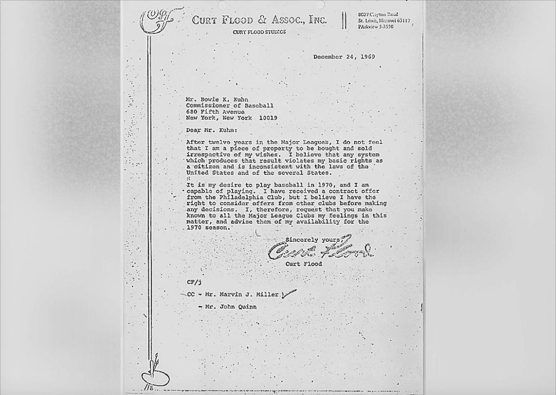 1970: Curt Flood sues MLB