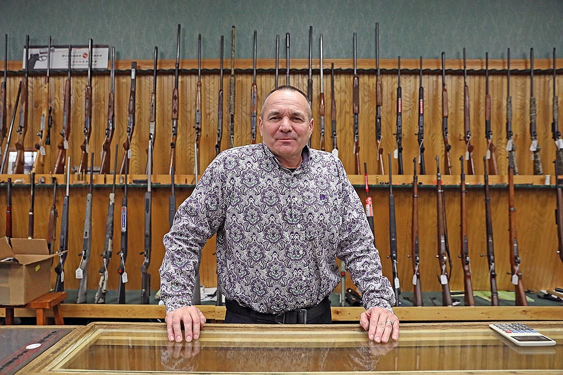 Patrick Jones, 52, of Redding, Shasta County Supervisor, District 4, at his business Jones' Fort gun shop in 2021.
