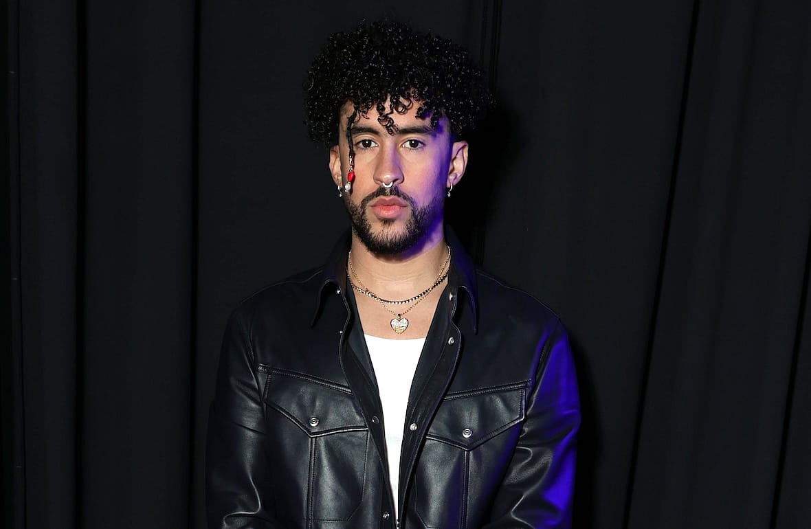 Bad Bunny at a Sony presentation at the 2022 CinemaCon.