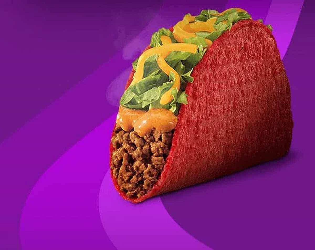A Volcano Taco with a purple background