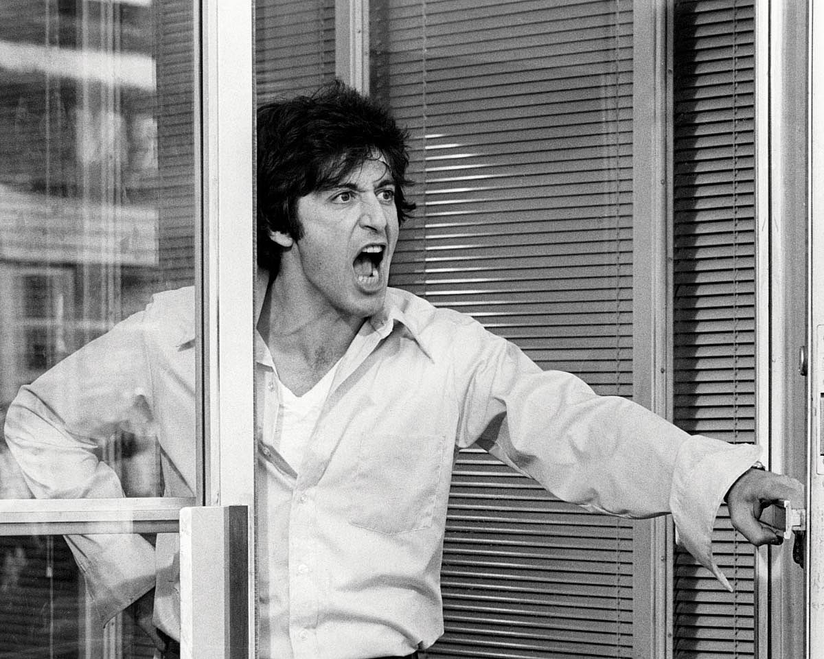Al Pacino playing Sonny Wortzik in the movie Dog Day Afternoon.