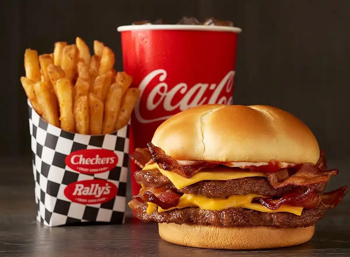 Baconzilla Triple with fries and a drink from Rally's / Checkers