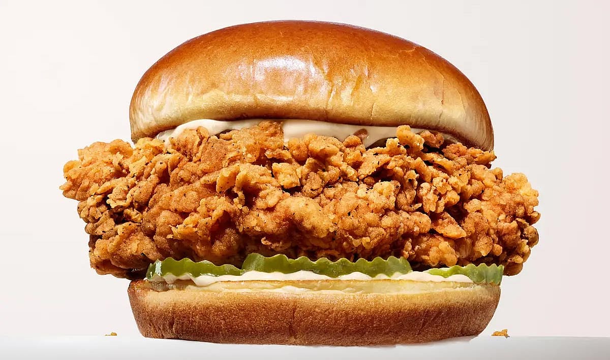 A close shot of the KFC chicken sandwich.