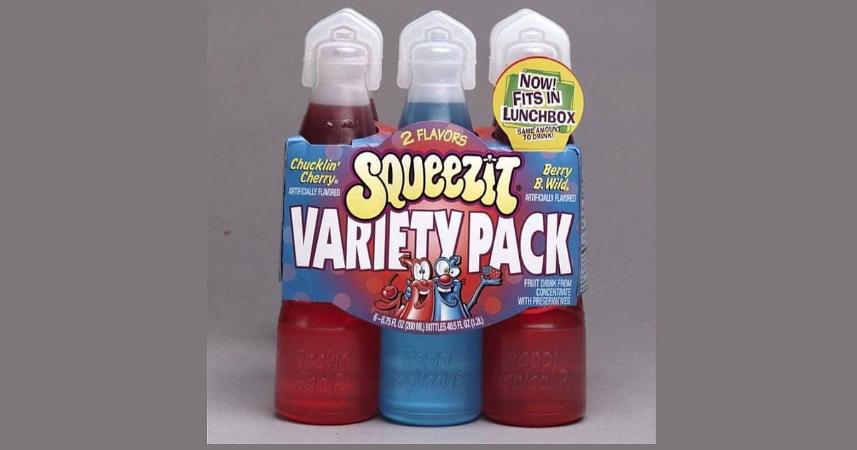Squeezit drinks, very iconic of School lunches in the 80s.