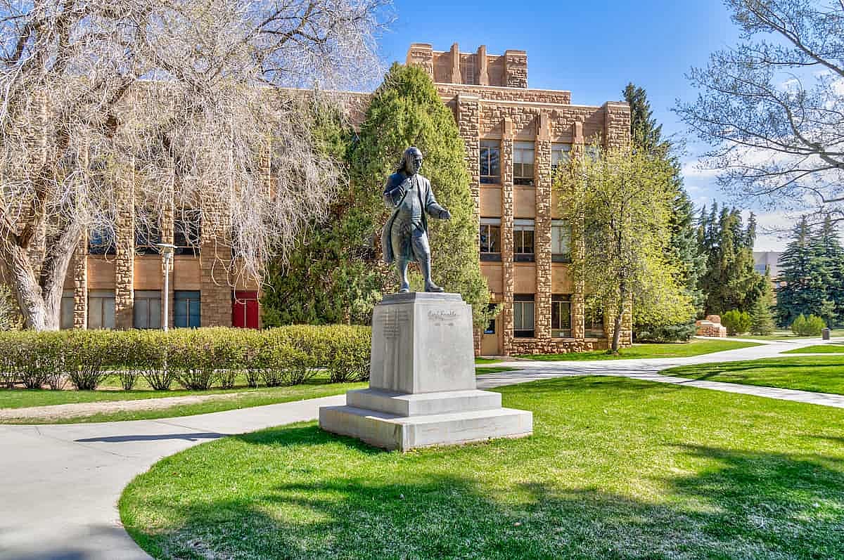 Ben Franklin statue at the University of Wyoming.