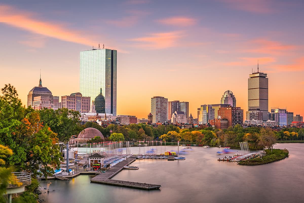 Boston, Massachusetts, USA skyline at dawn.