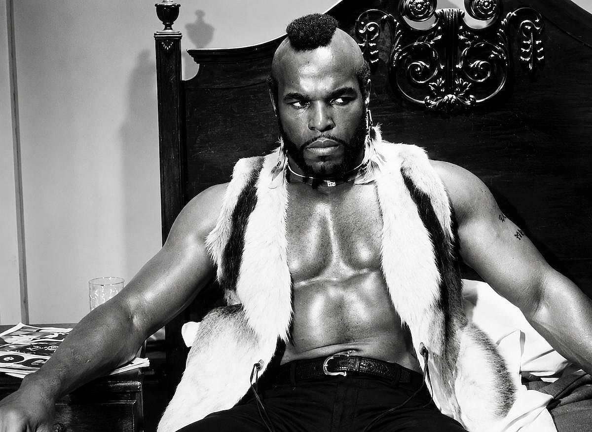 Mr. T laying in bed for a scene in Rocky III