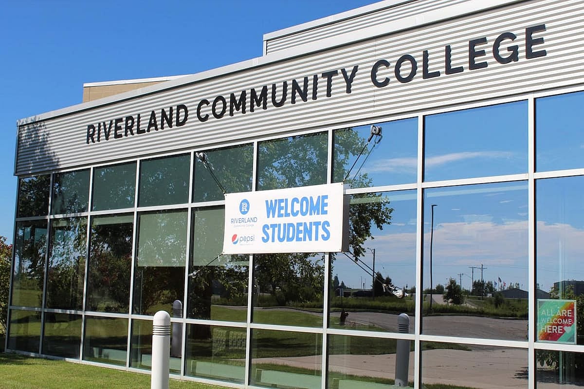Outside of the building of Riverland Community College, Minnesota.